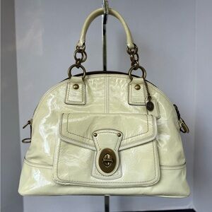 Coach Francine Ivory Patent Leather Bowling Dome Satchel Shoulder Bag
